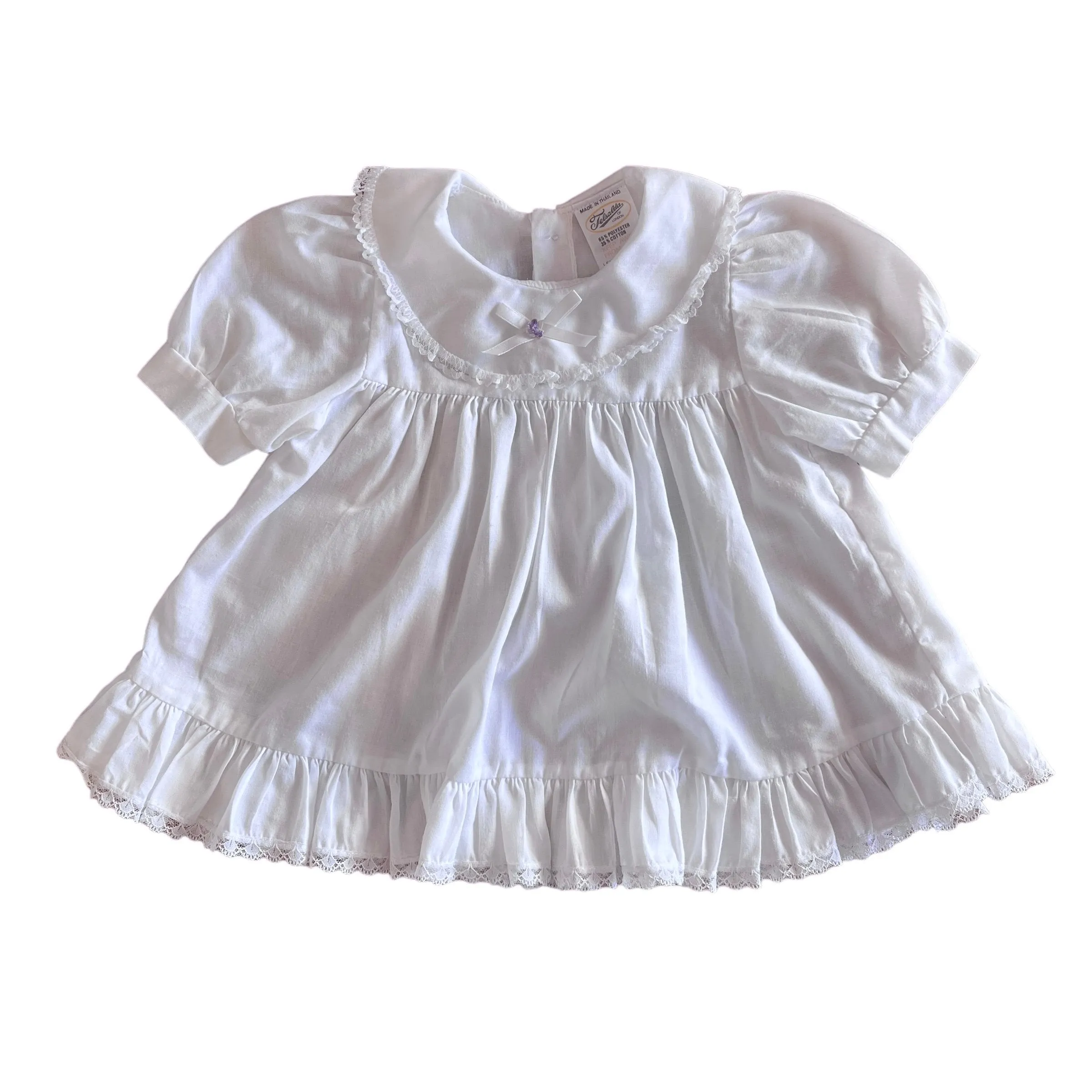 1980s  Frilled White  Dress / 9-12 Months