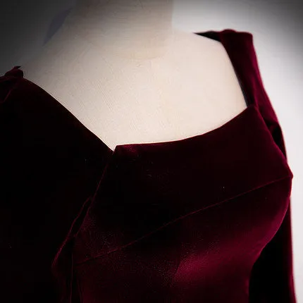 A line Burgundy Long Prom Dresses SH167