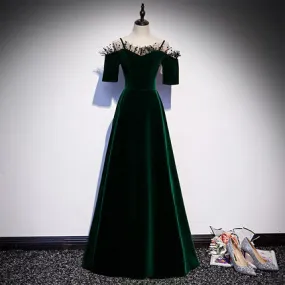 A line Dark Green Prom Dresses SH154