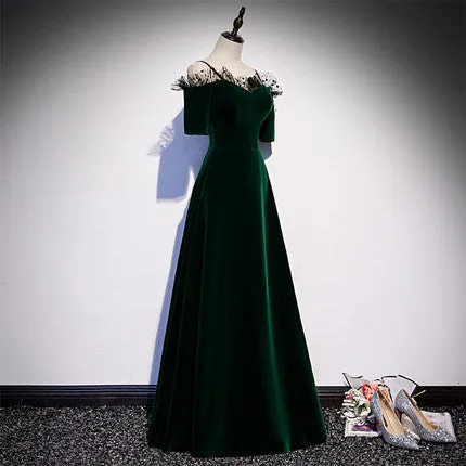 A line Dark Green Prom Dresses SH154