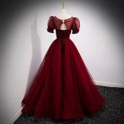 A Line Red Long Prom Dresses SH201