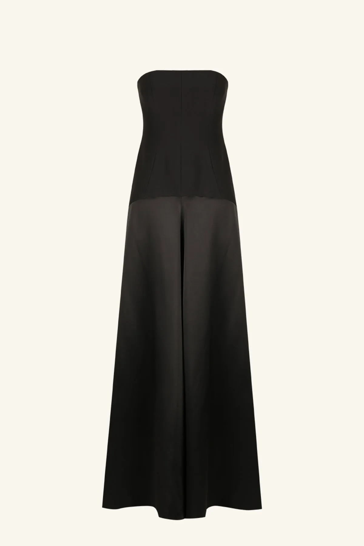 ADRI STRAPLESS PANELLED MAXI DRESS - BLACK