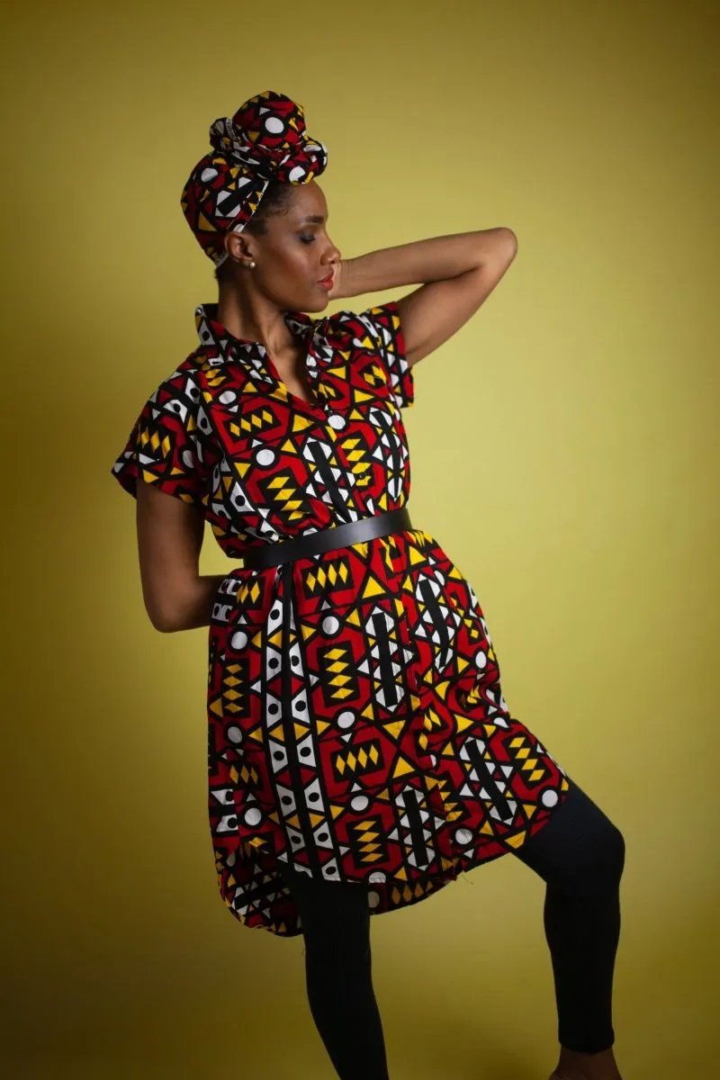 African Dress In Electric Red Samakaka