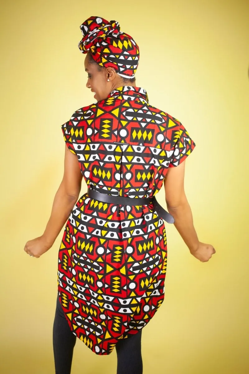 African Dress In Electric Red Samakaka