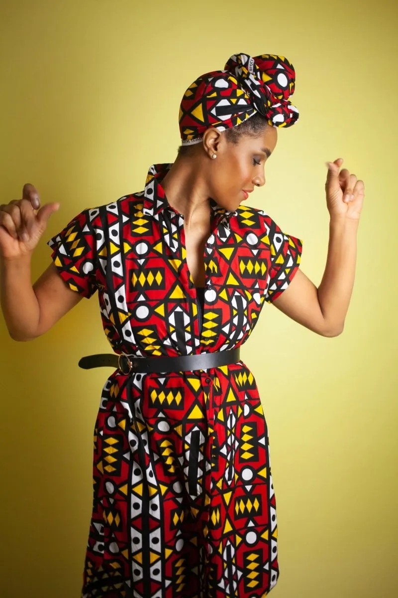 African Dress In Electric Red Samakaka