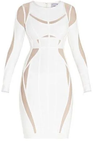 'Angelique' Color-Block Bandage Dress-White