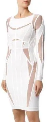 'Angelique' Color-Block Bandage Dress-White