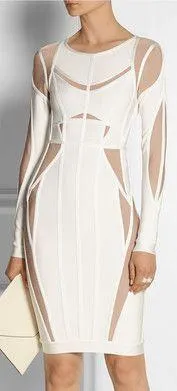 'Angelique' Color-Block Bandage Dress-White