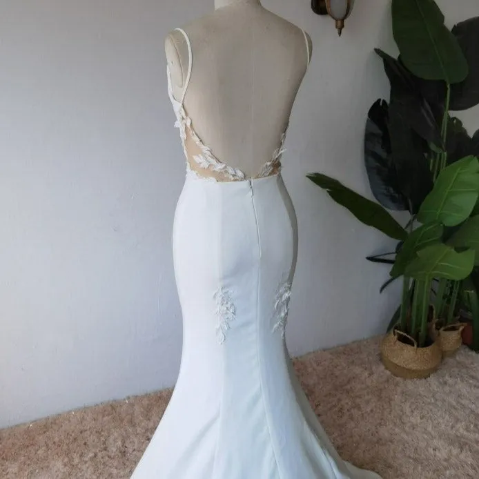 Backless Mermaid Satin Bridal Gown