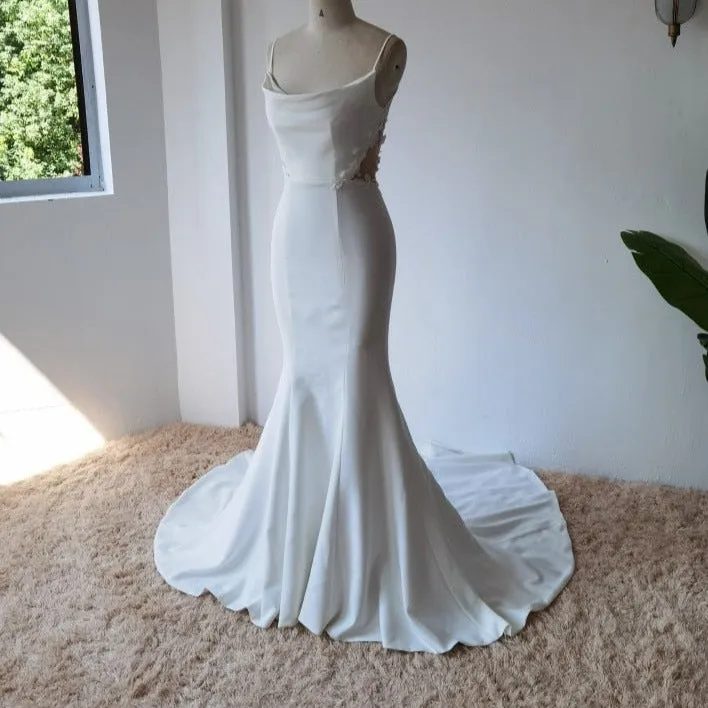 Backless Mermaid Satin Bridal Gown