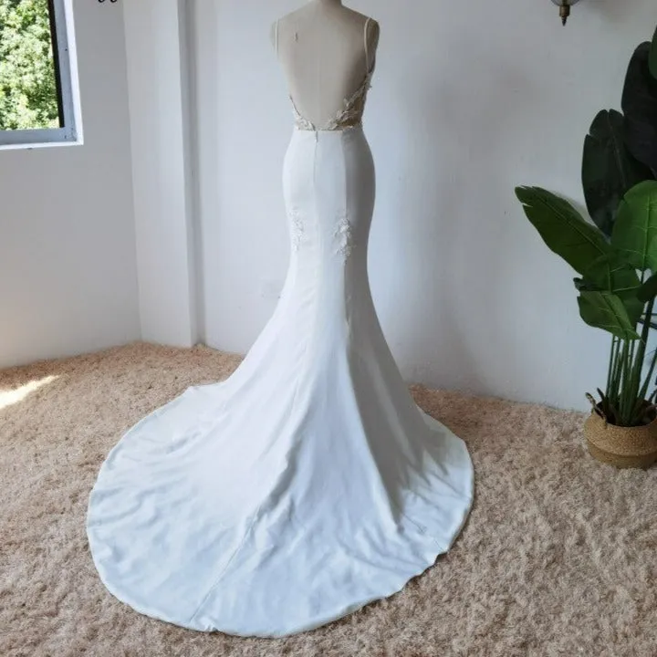 Backless Mermaid Satin Bridal Gown