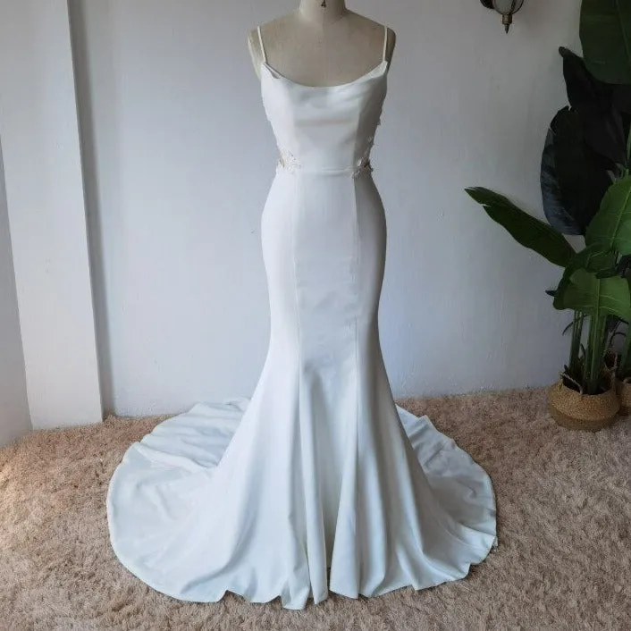 Backless Mermaid Satin Bridal Gown