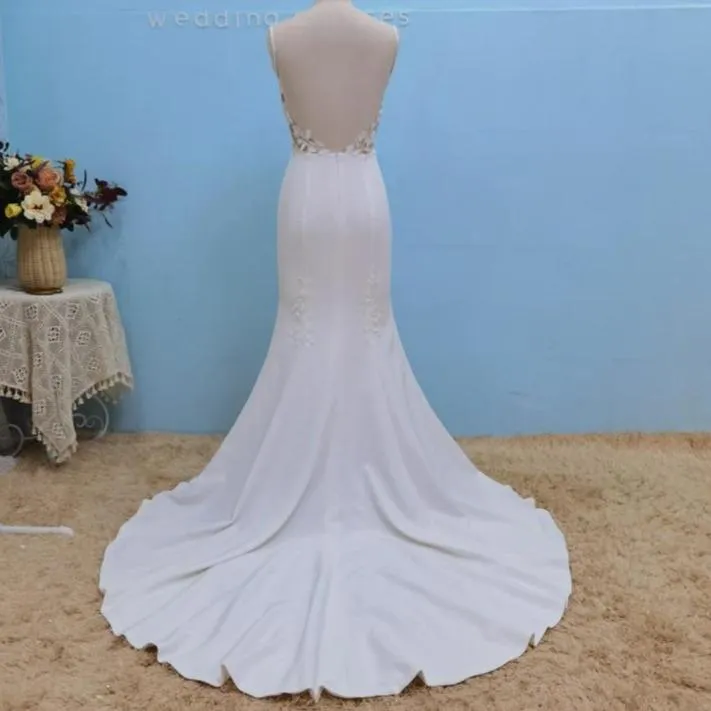 Backless Mermaid Satin Bridal Gown