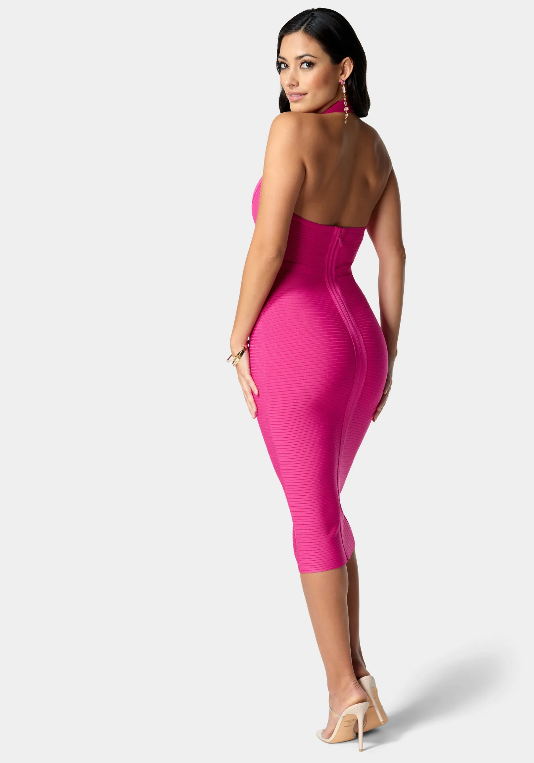 Bandage Halter Rib Dress