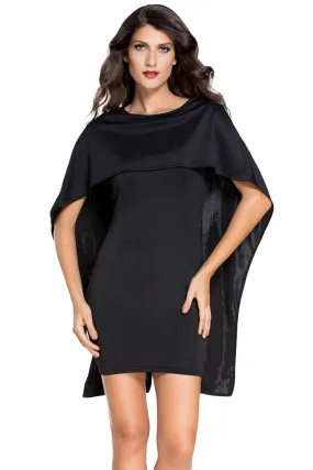 Black Backless Cape Dress