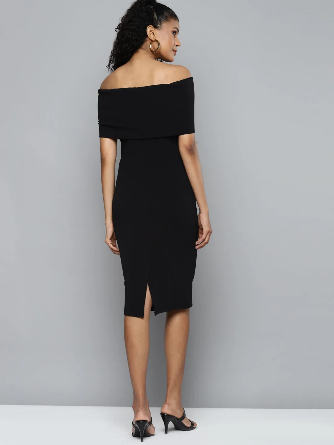 Black Bardot Midi Dress