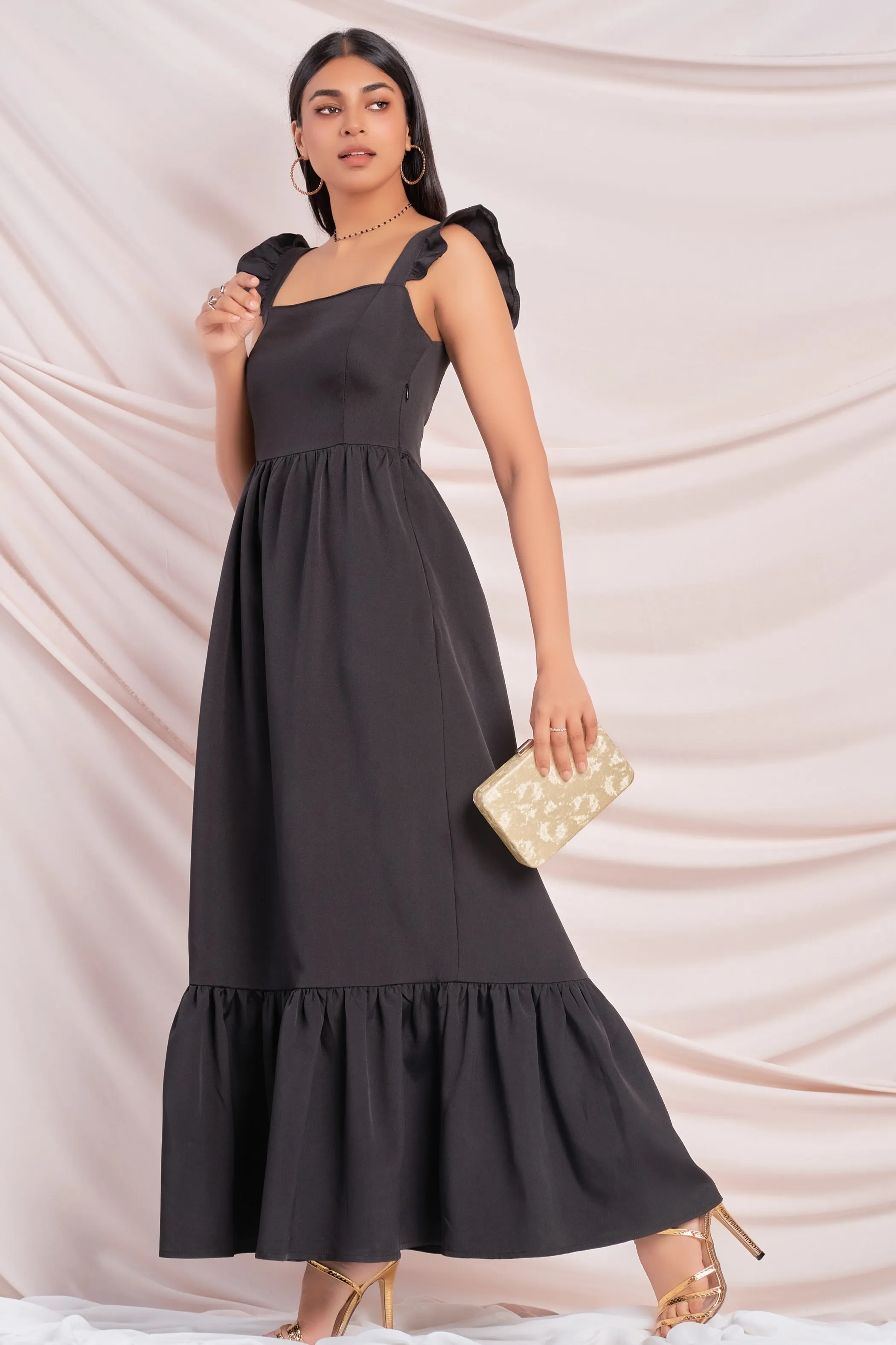 Black Fit & Flare Maxi Dress