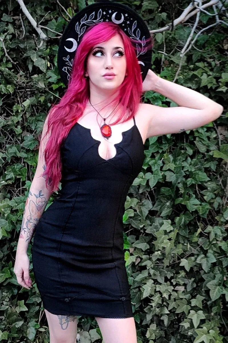 Black Gothic Bat Cup Dress