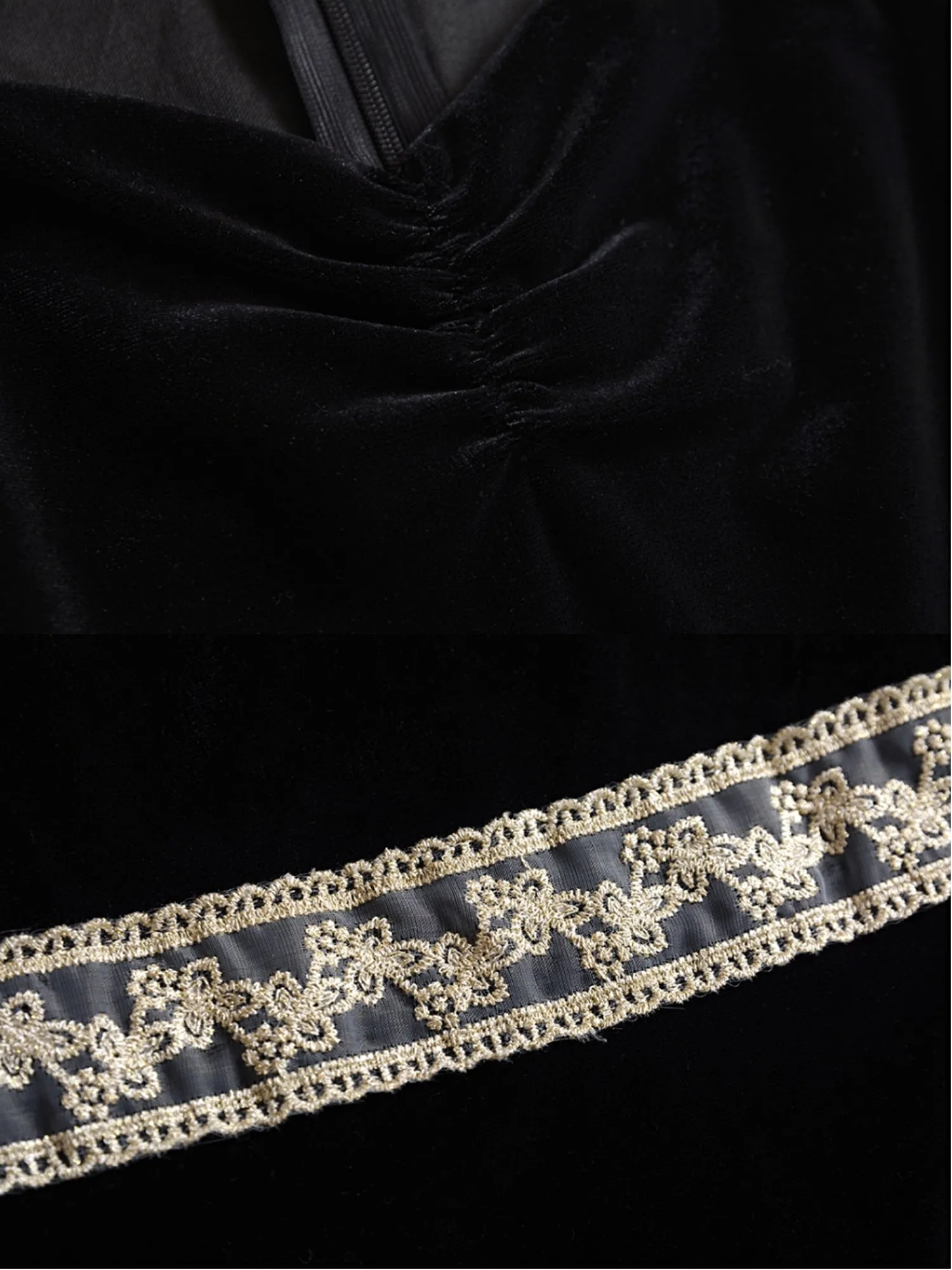 Elegant Black Velvet Tudor-Style Princess Dress