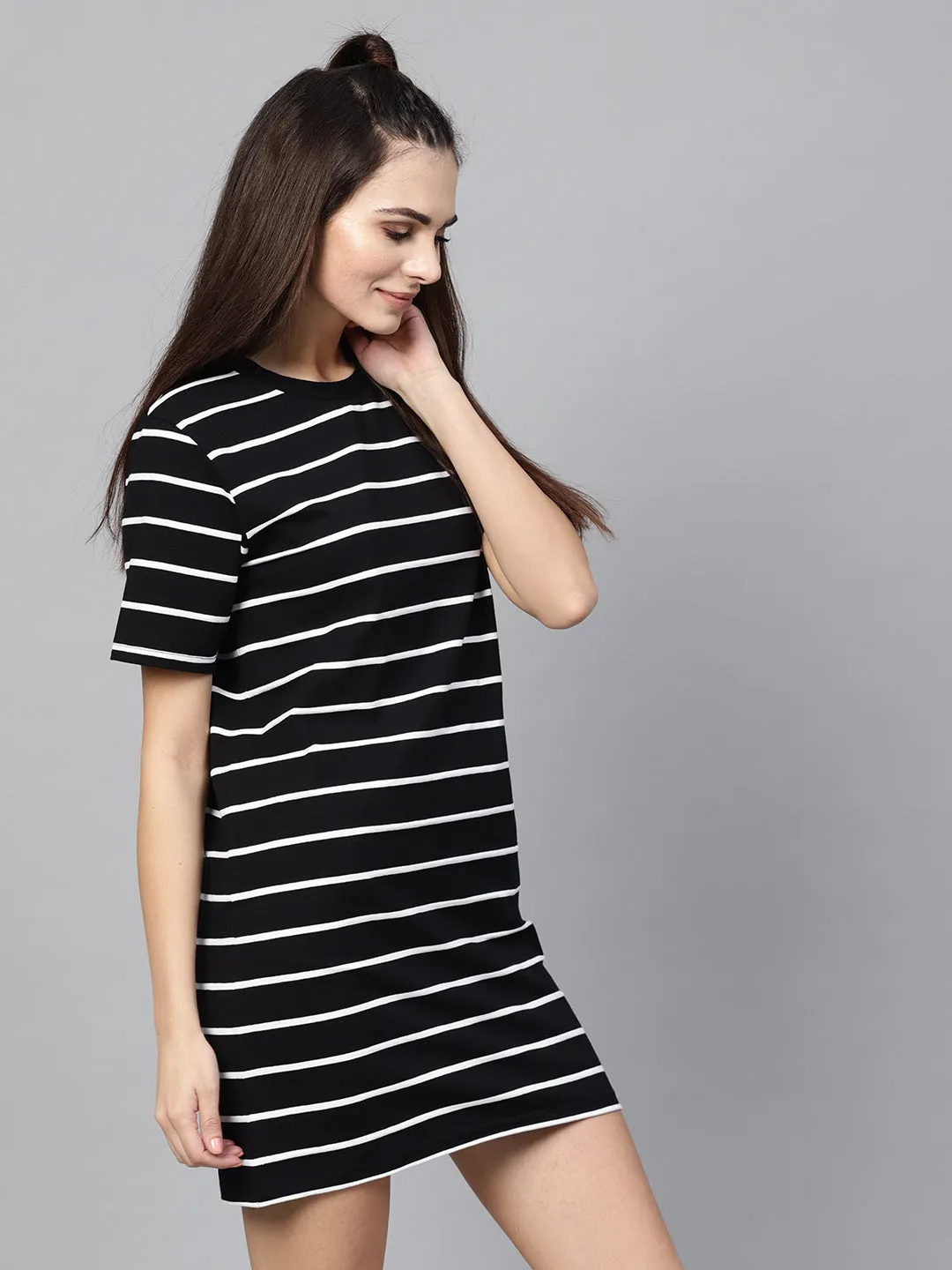 Black White Stripe Shift Dress