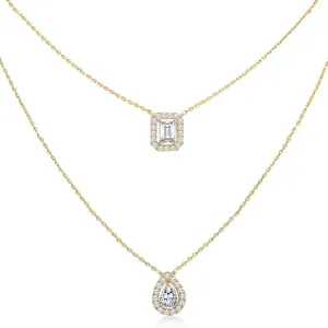 Brass 18k Rose Gold Solitaire Layered Necklace For Women