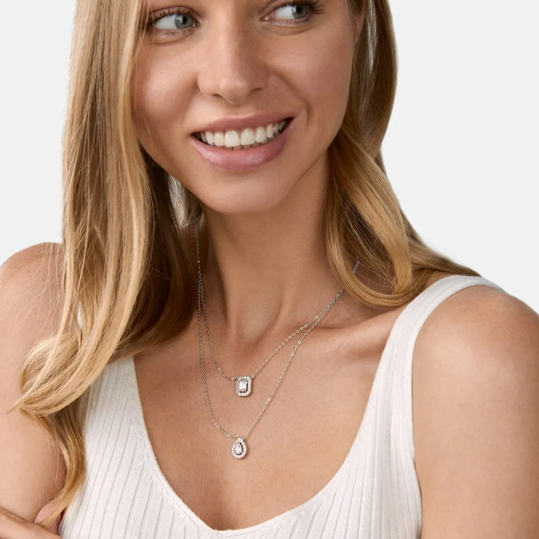 Brass 18k Rose Gold Solitaire Layered Necklace For Women