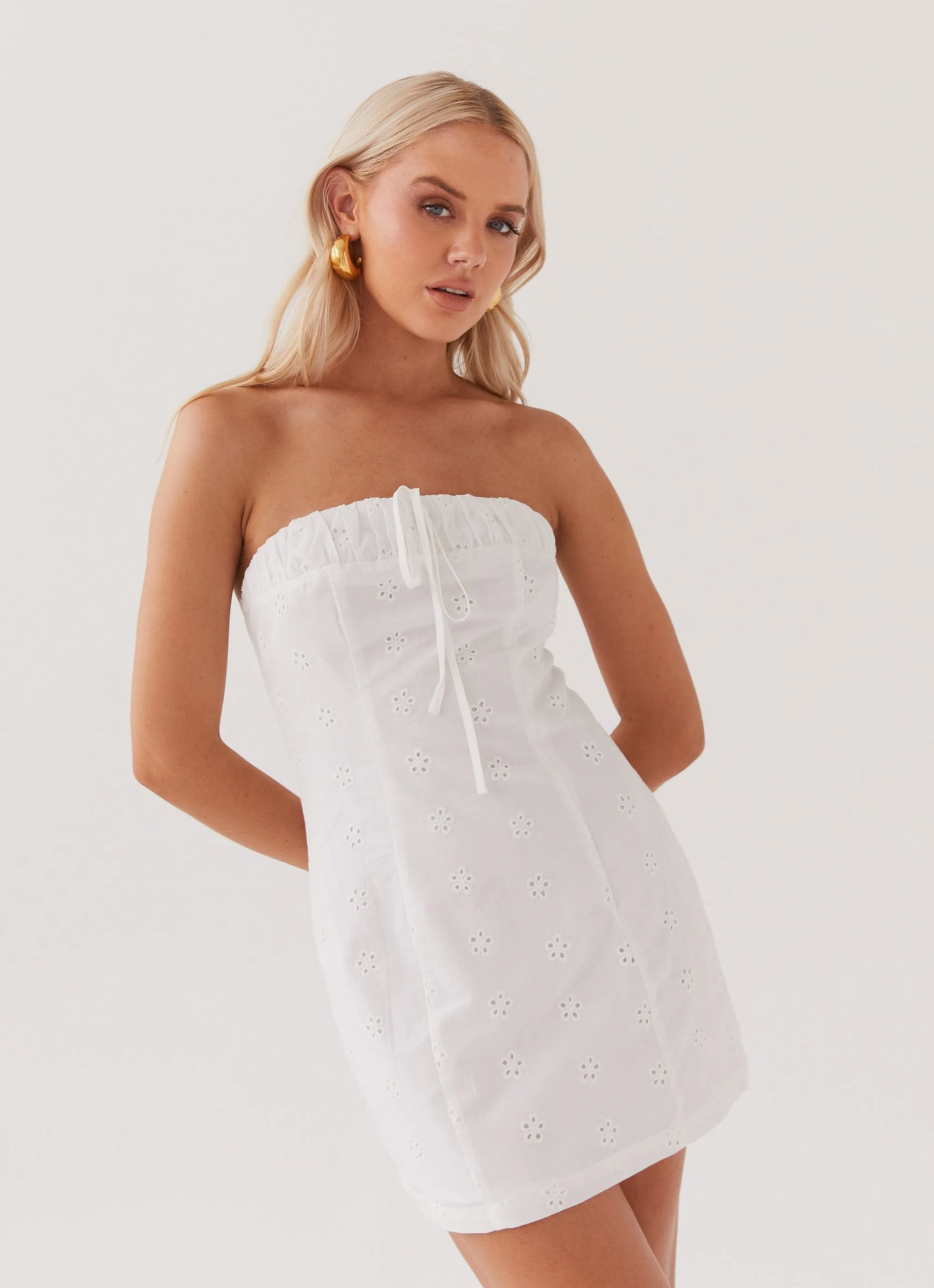 Bronwyn Broderie Mini Dress - White