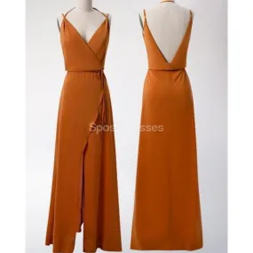 Burnt Orange Cheap Long Simple Bridesmaid Dresses Online, Cheap Dresses,WG721