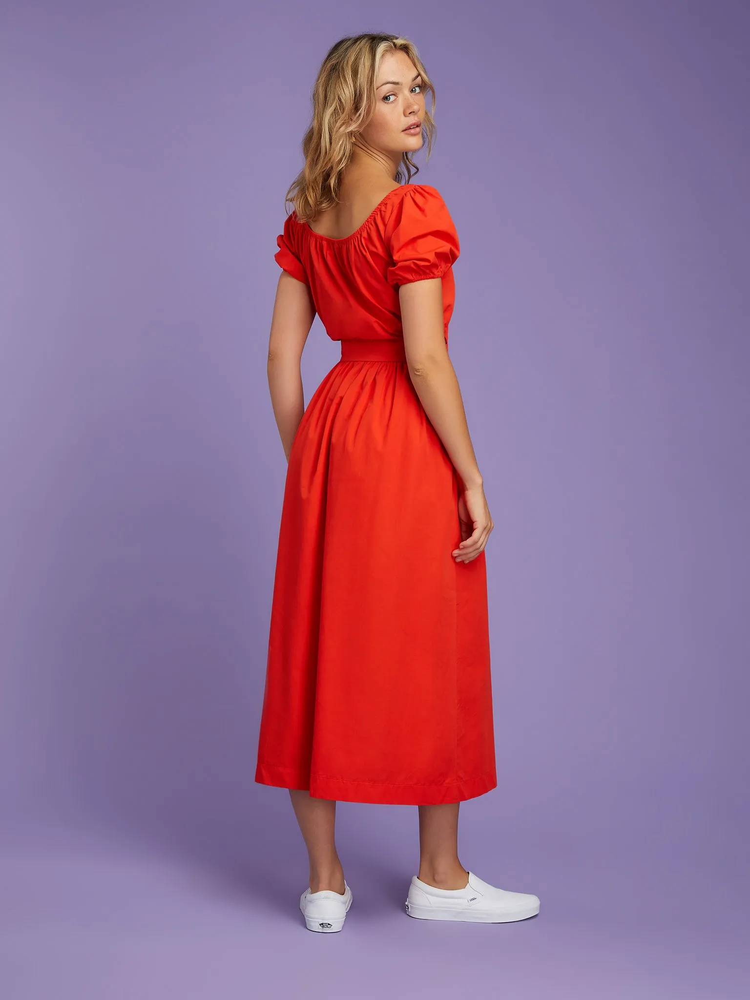 Stunning Red Midi Camellia Dress