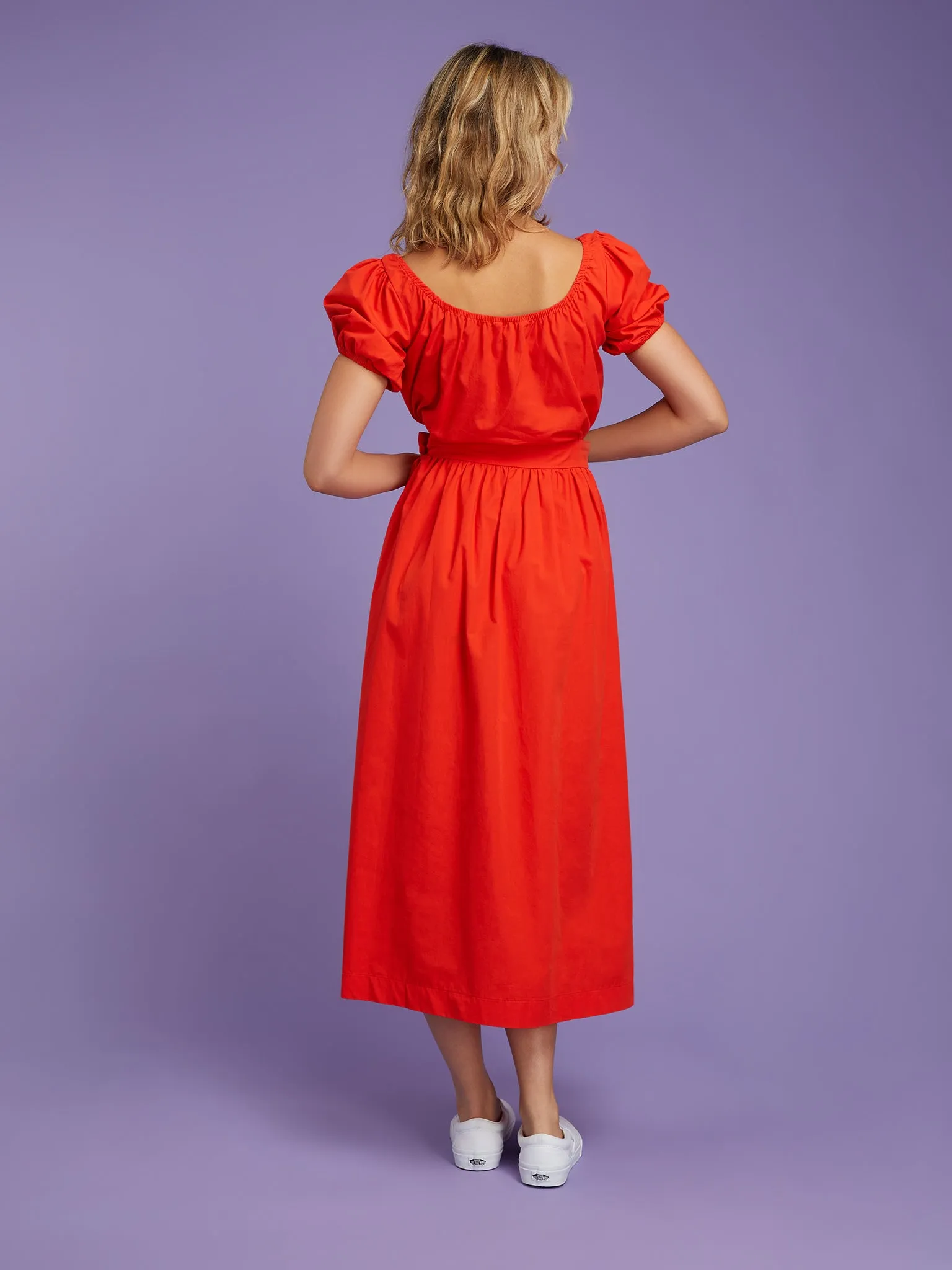 Camellia Midi Dress in Red