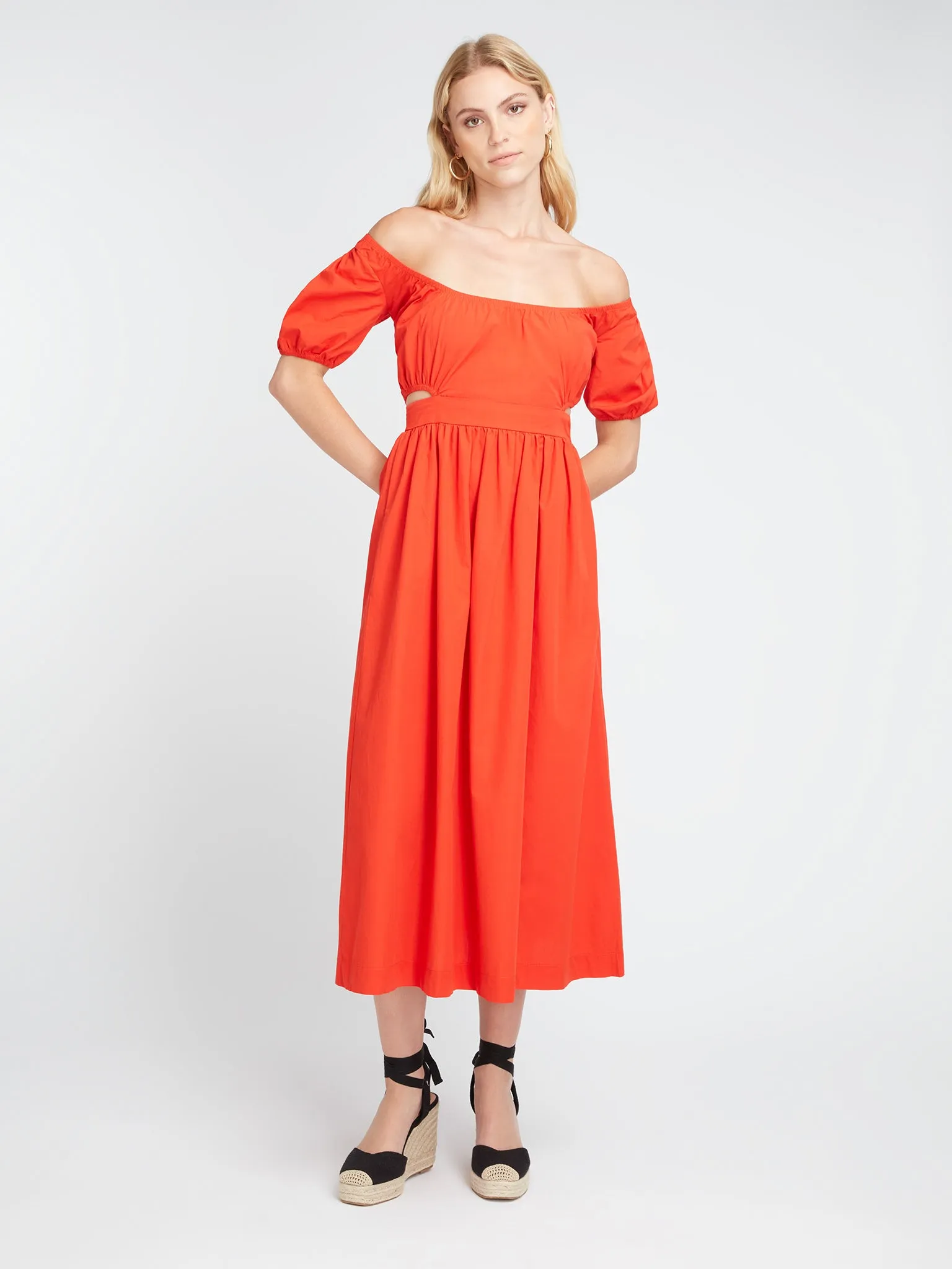 Stunning Red Midi Camellia Dress