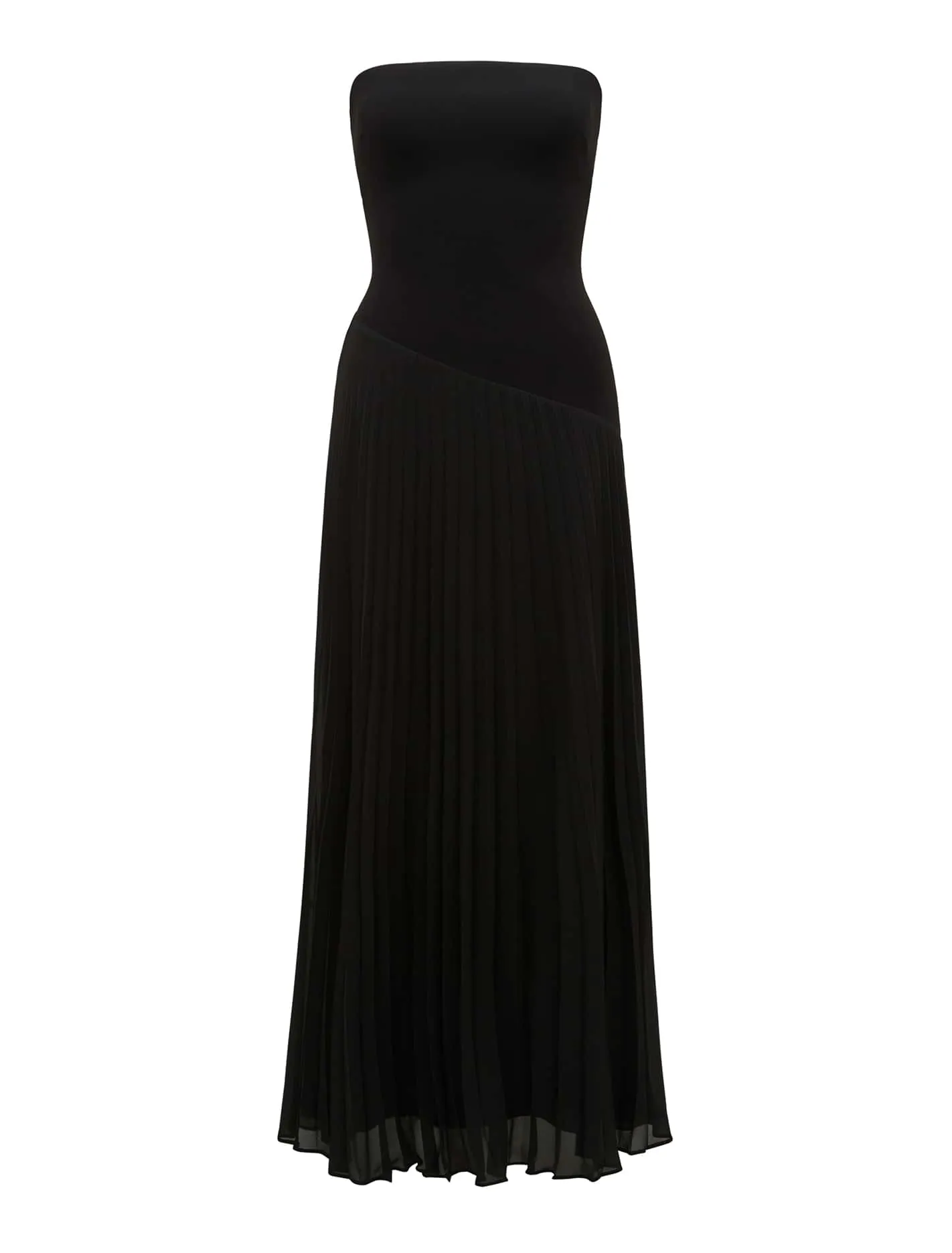 Pleated Midi Dress with Strapless Capri Design