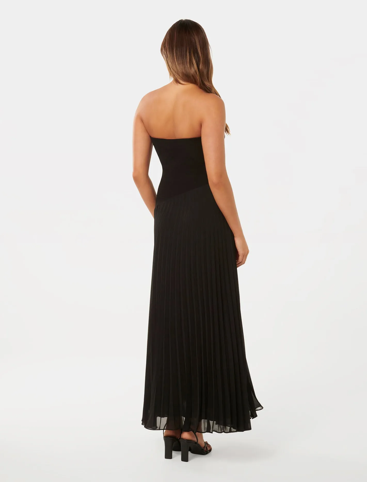 Pleated Midi Dress with Strapless Capri Design