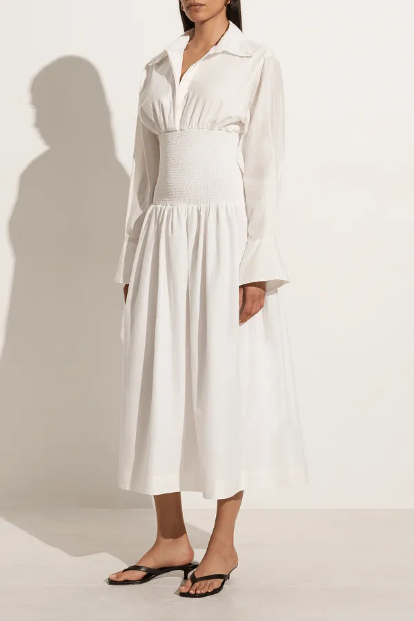 White Cervo Midi Dress - Elegant & Versatile