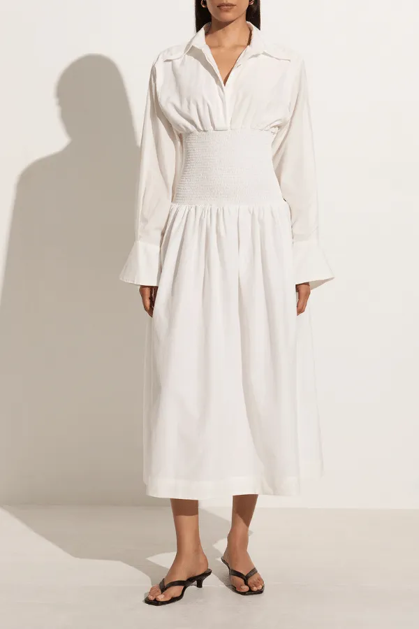 White Cervo Midi Dress - Elegant & Versatile