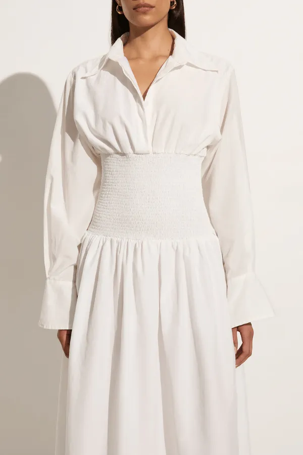 White Cervo Midi Dress - Elegant & Versatile