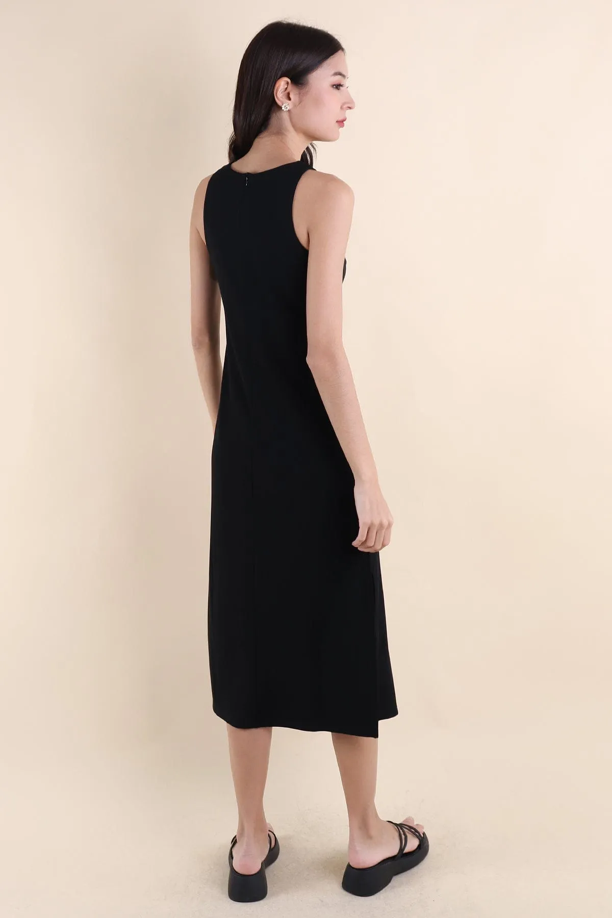 CHARM RACER SLIP DRESS IN BLACK