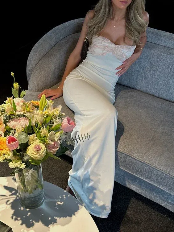 Elegant Strapless Mermaid Prom Dress - Long White Gown SH1143