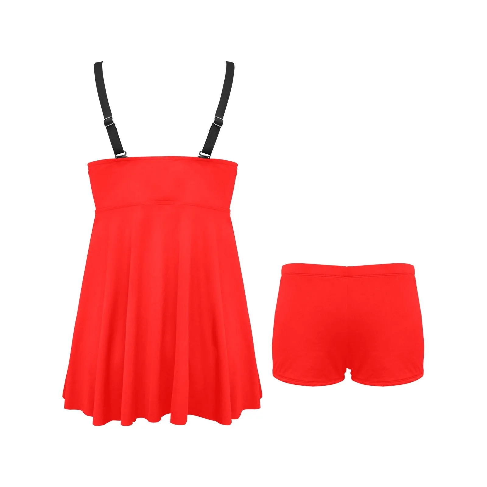 coral red 9k Chest Pleat Swim Dress (Model S31)