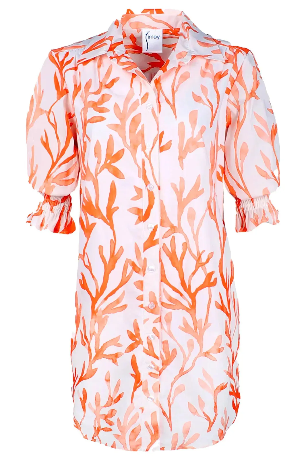 Coral/White Puff Sleeve Miller Dress