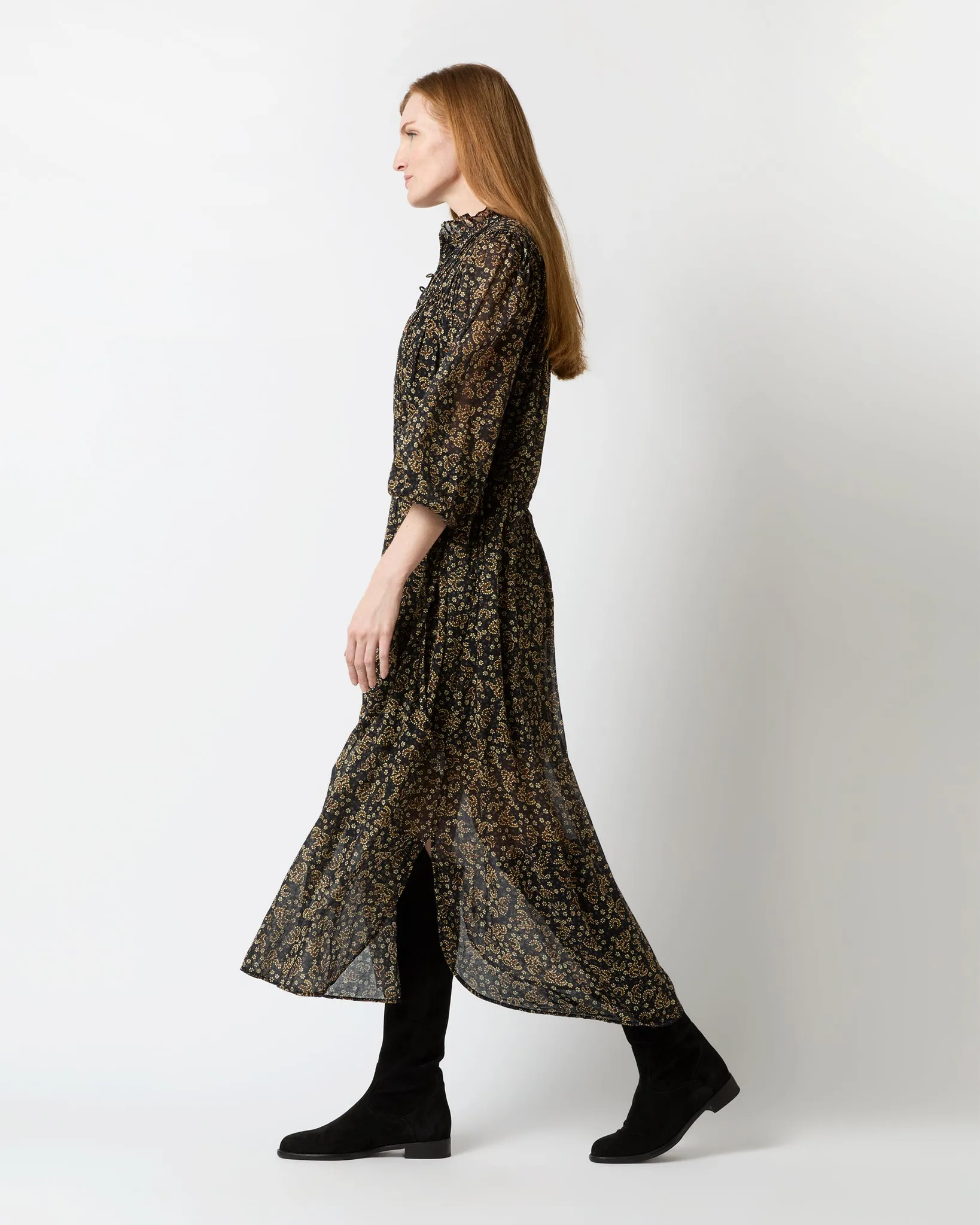 Dalida Dress in Black/Ochre