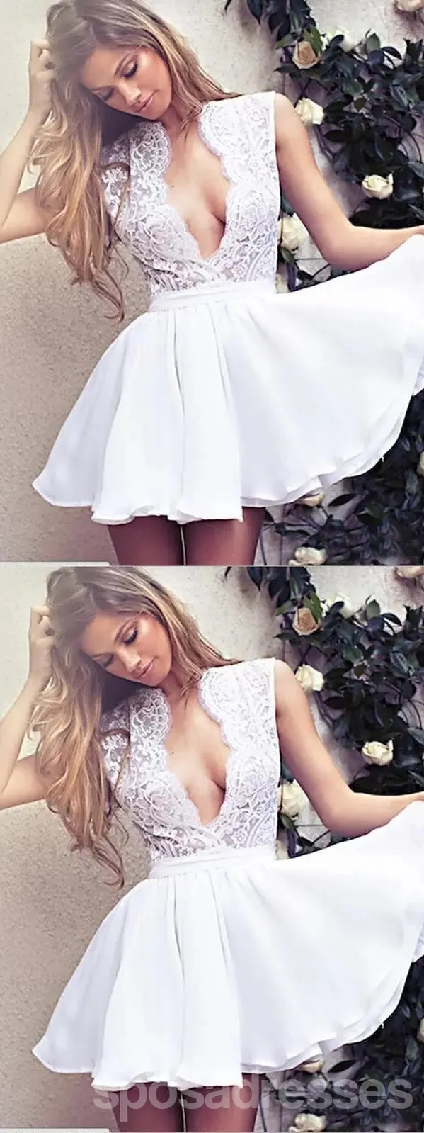 Deep V-neck Short Homecoming Dresses,Cheap Short Prom Dresses,CM927