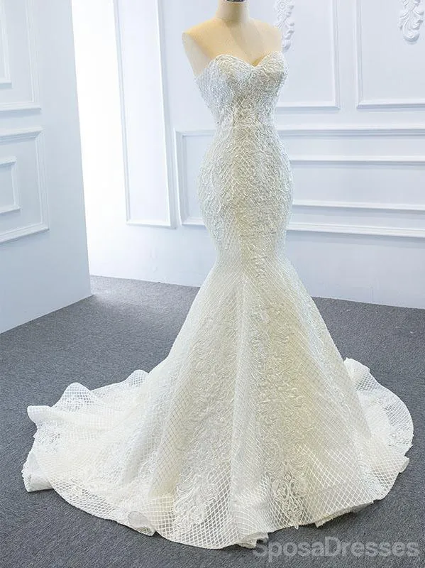 Detachable Skirt Sweetheart Lace Mermaid Wedding Dresses, Cheap Wedding Gown, WD715