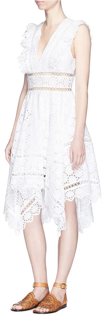 Divinity Wheel White Day Dress with Elegant Detailing