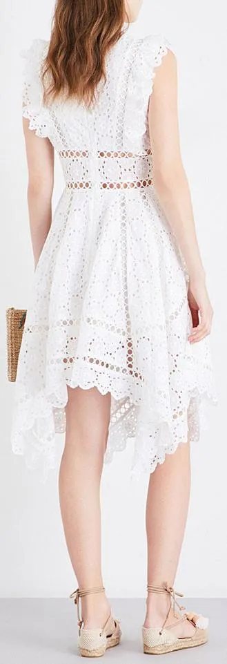 Divinity Wheel White Day Dress with Elegant Detailing