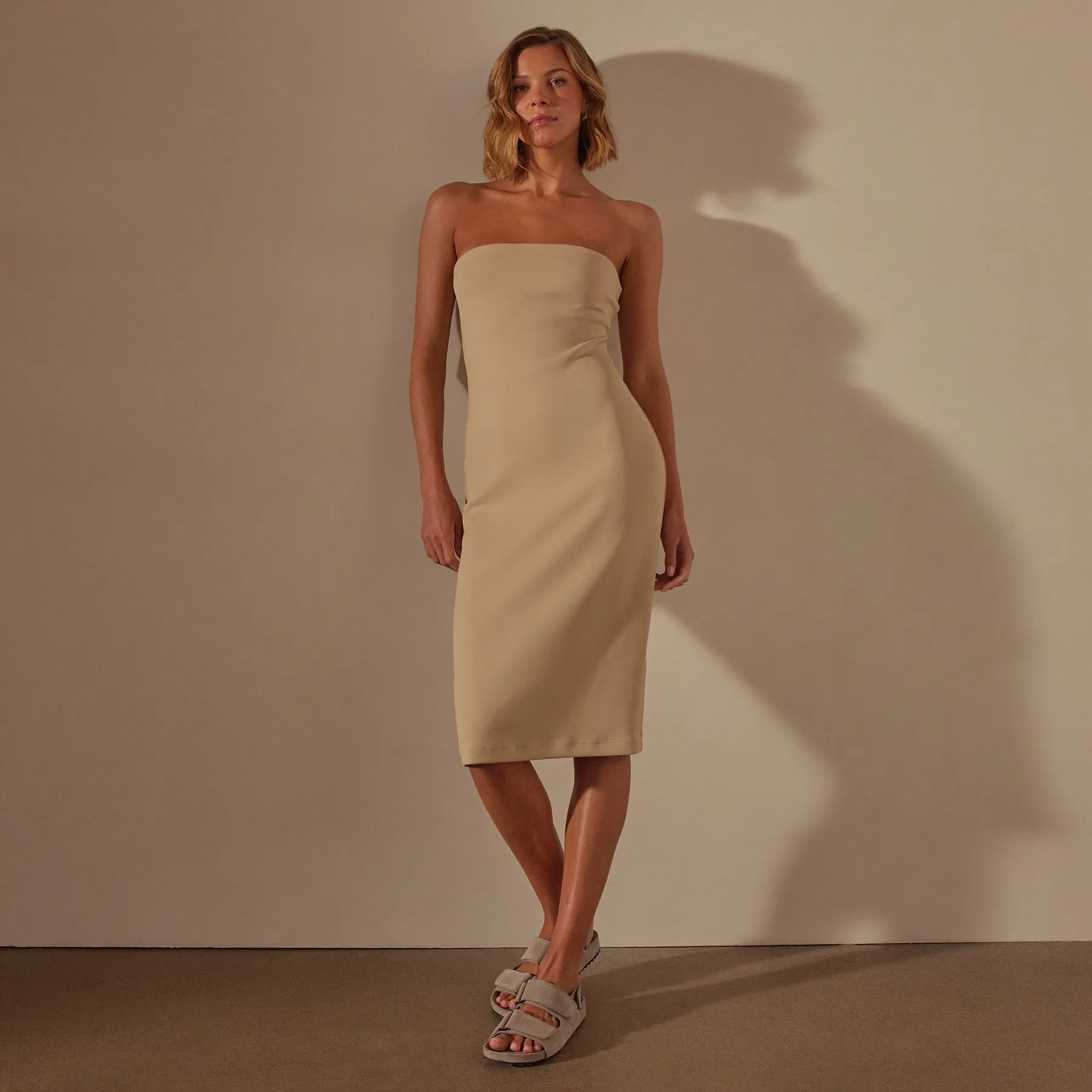 Double Knit Strapless Dress - Sand Dune