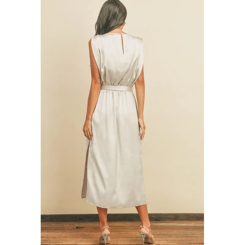 Draped Satin Slip Dress