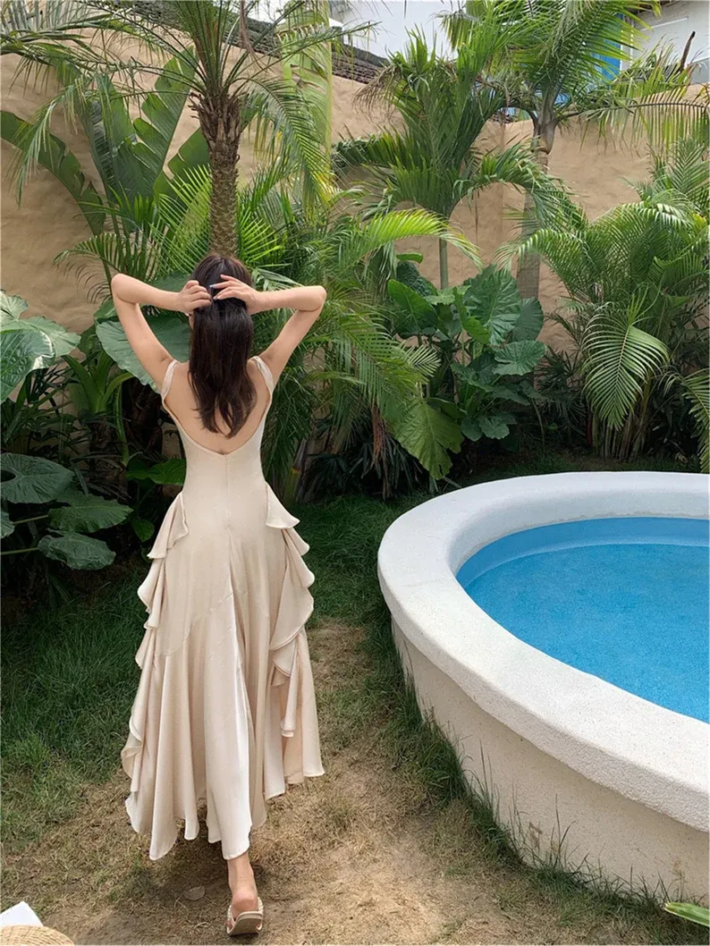 Elegant Backless Slip Vintage Prom Dress SH588