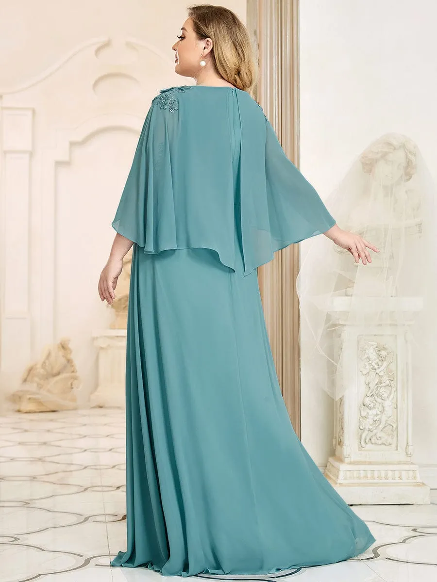 Elegant V Neck Flowy Chiffon Bridesmaid Dresses with Wraps