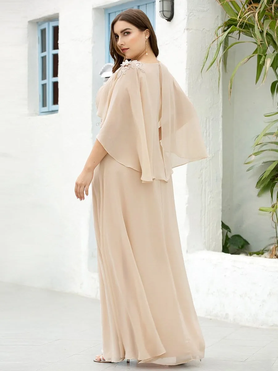 Elegant V Neck Flowy Chiffon Bridesmaid Dresses with Wraps